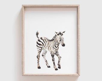 Zebra Art Print - Animal Painting - Safari Animal Painting - Zebra Painting - Baby Animal Painting - Zebra - Baby Room - Baby