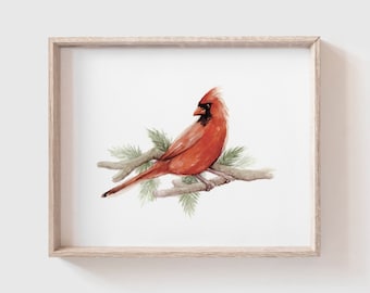 Cardinal Art Print - Northern Cardinal - Bird Painting - Watercolor Art - Home Decor Painting - Watercolor Painting - Red Cardinal