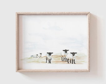Sheep Art Print - Sheep Painting - Sheep Watercolor Print - Sheep - Modern Farmhouse - Home Decor - Home - Farm - Farm Scene - Lamb