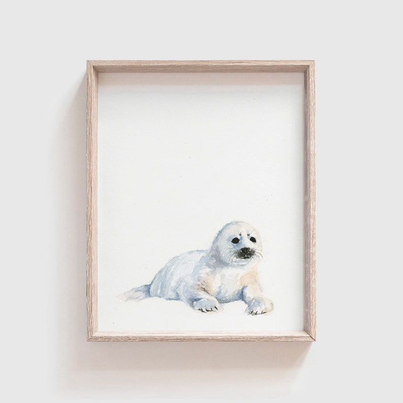Arctic Seal Art Print Baby Animal Art Baby Seal Painting Etsy