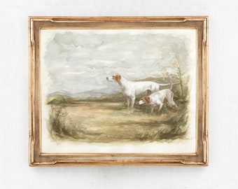 Darby & Finn Art Print - English Pointer Dog Painting - Bird Hunting Dogs - Impressionistic Painting - Fine Art  - Vintage English Art