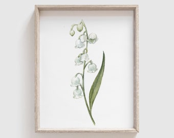 Lily of the Valley Flower Art Print - Flowers - Florals - Mother's Day Gift - Floral Watercolor Painting - Home Decor - Watercolor - Home
