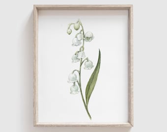 Lily of the Valley Flower Art Print - Flowers - Florals - Mother&#39;s Day Gift - Floral Watercolor Painting - Home Decor - Watercolor - Home