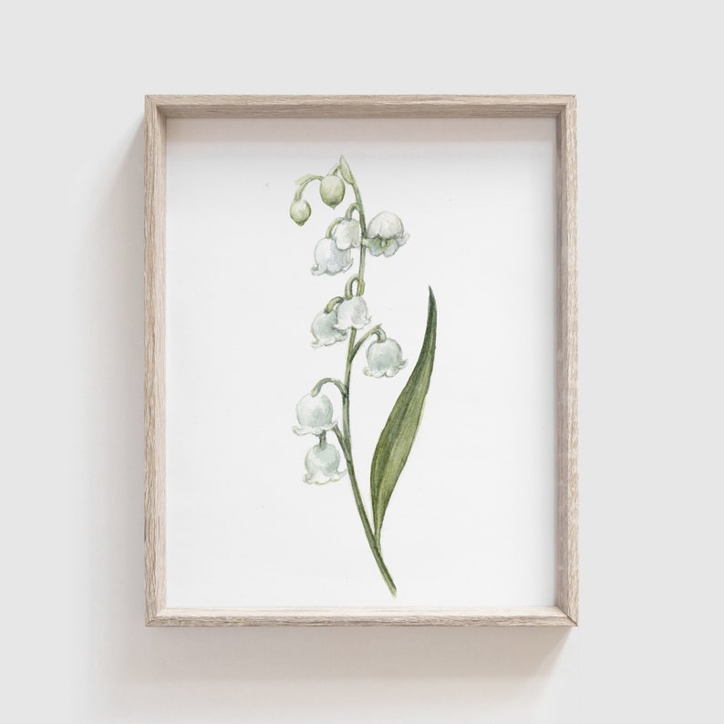 Lily of the Valley Flower Art Print Flowers Florals Mother's Day Gift Floral Watercolor Painting Home Decor Watercolor Home image 1