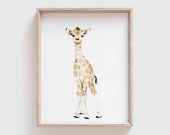 Giraffe Art Print - Safari Animal Painting - Baby Giraffe Painting - Safari Animal Watercolor - Baby Animal Painting - Baby Room