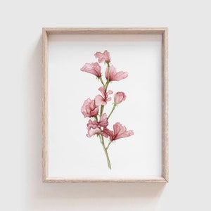 Sweet Pea Art Print (Digital Download) - Flowers - Florals - Mother&#39;s Day Gift - Watercolor Painting - Home Decor