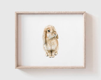 Bunny No 2 Art Print - Baby Animal Painting - Bunny - Farm Animal Painting - Baby rabbit Painting - watercolor - rabbit - Baby Room - B