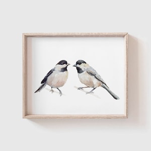 Chickadee Art Print - Black Capped - Bird Painting - Watercolor Art - Home Decor Painting - Watercolor Painting - Black chick