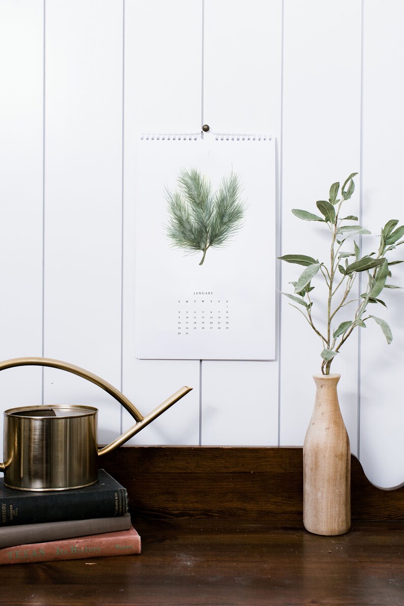 Shades of Green: 2024 Wall Calendar Greenery Calendar Spiral Bound Hanging Wall Calendar Cactus Watercolor Calendar Modern Farm image 4