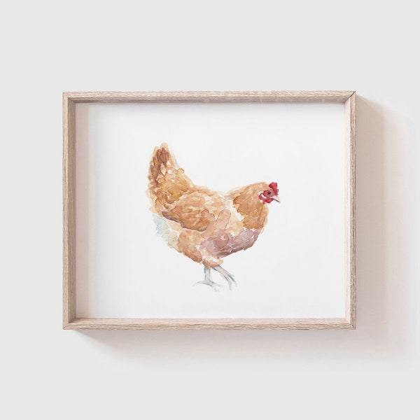 Yellow Chicken Art Print- Watercolor - Farm Animal - Chicken - Hen Painting - Farmhouse - Chicken Painting - Kitchen Decor - Yellow Hen