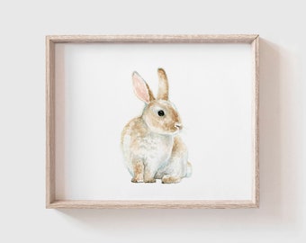 Bunny No. 3 Art Print (Digital Download) - Watercolor - Farm Animal Painting - Bunnies - Rabbits