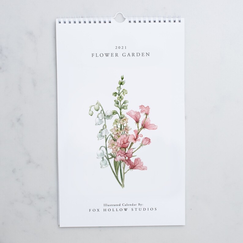 Flower Garden 2021 Wall Calendar Floral Calendar Spiral Etsy