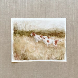 Duke & Murray Art Print - Brittany Spaniel Dog Painting - Bird Hunting Dogs - Impressionistic Painting - Fine Art  - Vintage English Art