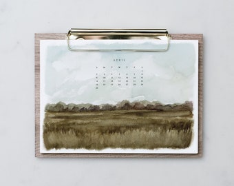 Country Roads: 2023 Desk Calendar - Landscapes Clipboard Stand - Desk Calendar - Modern Farmhouse - Rose Gold  - Christmas gift