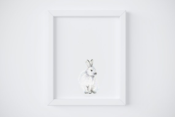 Arctic Bunny Art Print Baby Animal Art Bunny Painting | Etsy