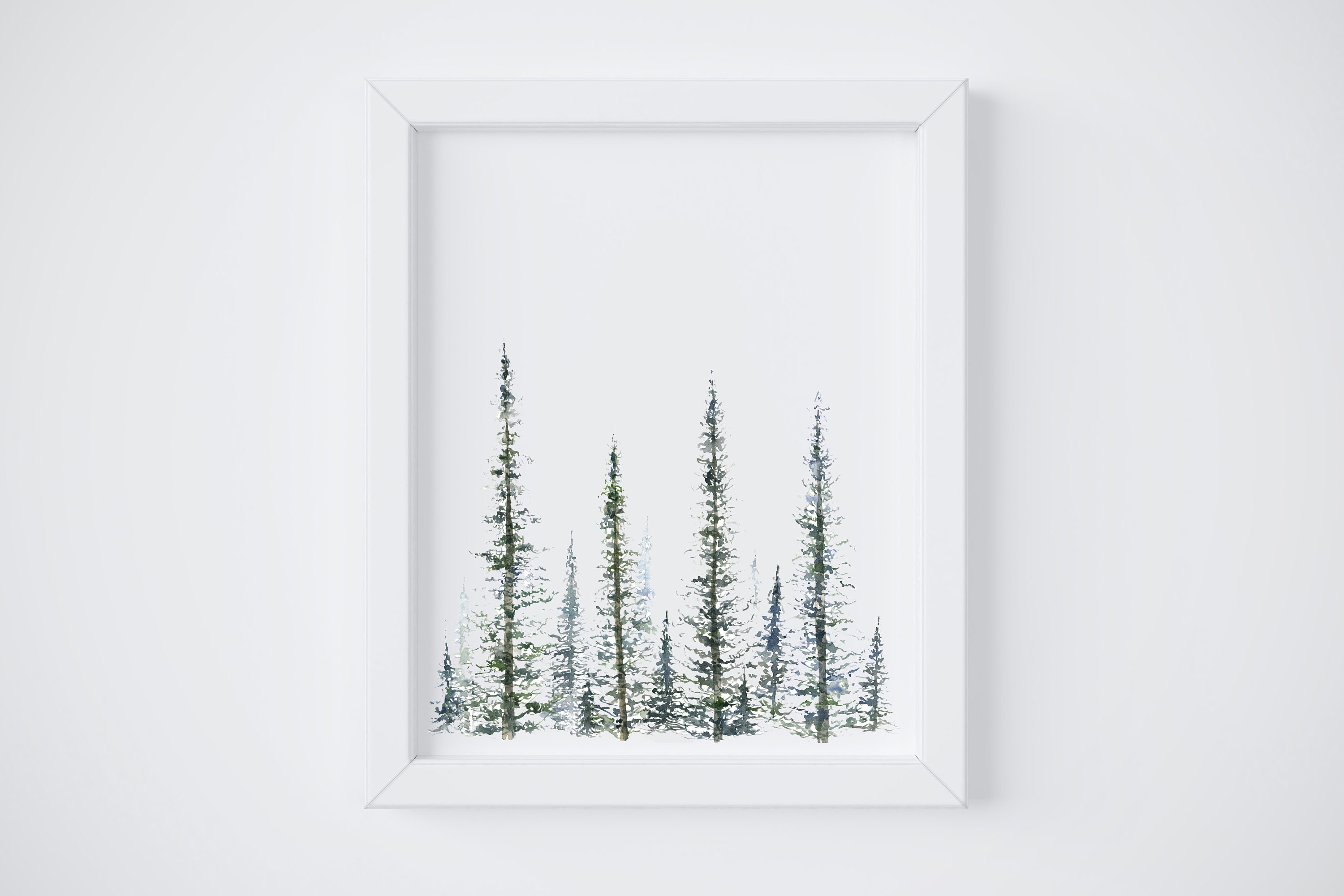 Pine Trees Art Print - Tree Painting - Greenery - Christmas Tree ...