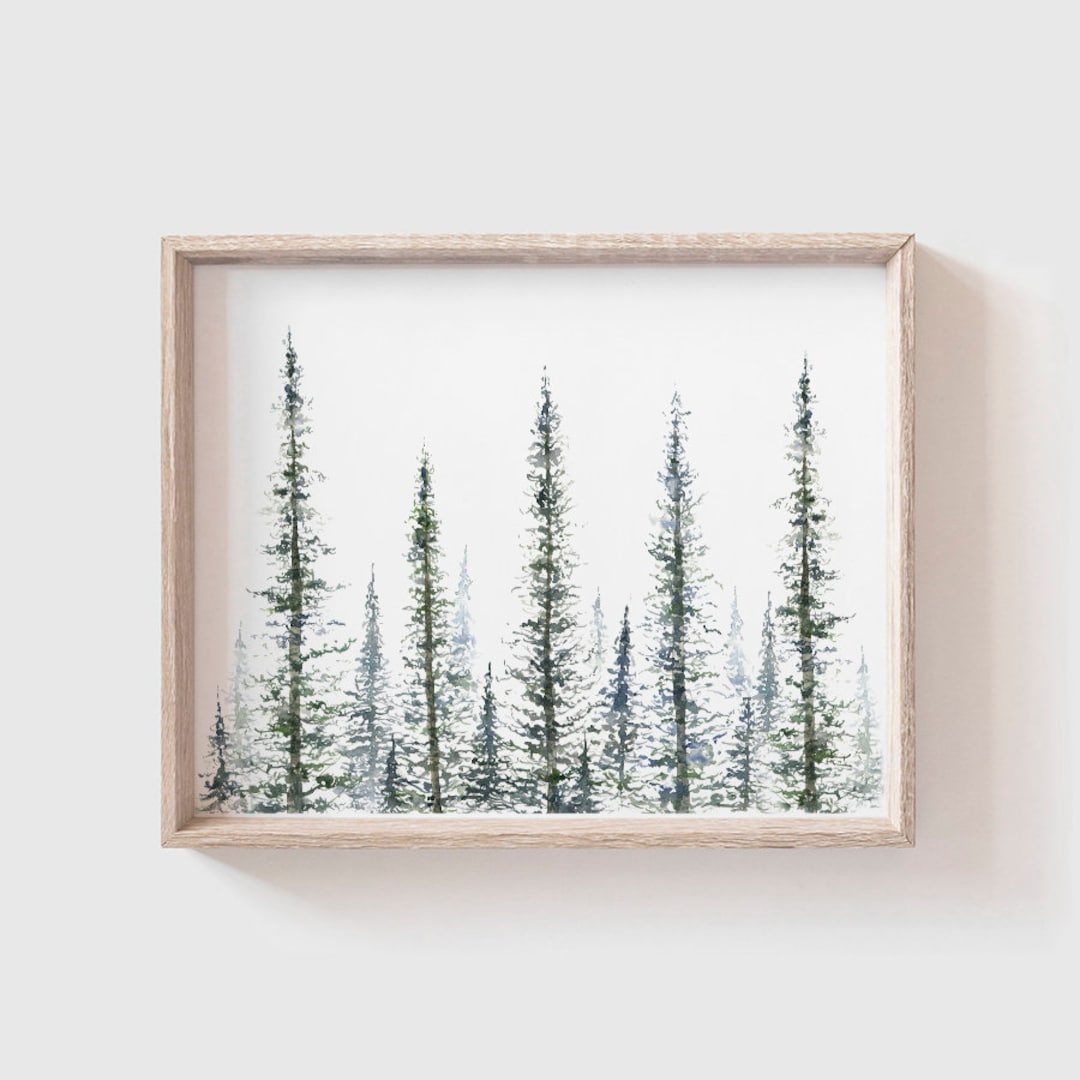Pine Trees Art Print - Tree Painting - Greenery - Christmas Tree ...