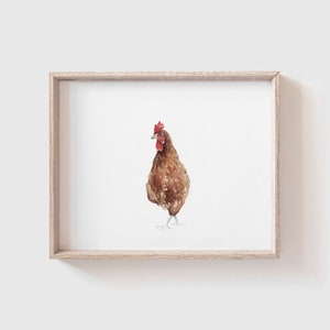 Red Chicken Art Print- Farm Animal Painting - Chicken - Hen Painting - Farmhouse - Chicken Painting - Kitchen Decor - red Hen - farm - barn