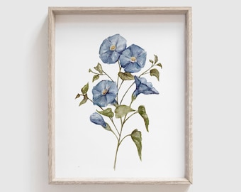 Morning Glory Art Print (Digital Download) - Flowers - Florals - Mother&#39;s Day Gift - Watercolor Painting - Home Decor