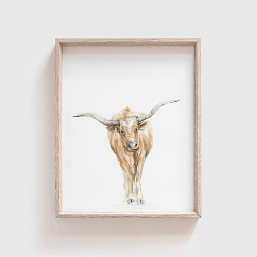 Longhorn Watercolor Painting Fine Art Giclee Print Etsy
