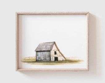 Barn No 6 Art Print - A-Frame Barn Watercolor - Barn Painting - Barn Watercolor Print - Modern Farmhouse - Home Decor - Home - Farm
