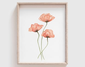 Poppies Art Print (Digital Download) - Flowers - Florals - Mother's Day Gift - Watercolor Painting - Home Decor