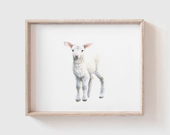 Lamb No 2 Art Print- Baby Animal Painting - Lamb Painting - Farm Animal - Baby Lamb Watercolor - Sheep - Baby Room - Baby