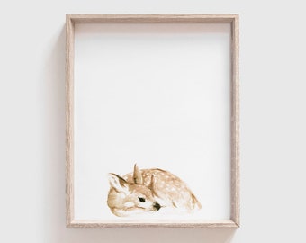 Resting Deer Art Print - Animal Painting - Woodland Animal Painting - Baby Deer Watercolor - Fawn Painting - Baby room - Baby