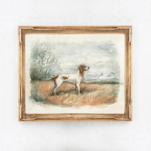 Impression d'art Winston - peinture de chien d'arrêt anglais - peinture de chien de chasse aux oiseaux - peinture impressionniste - beaux-arts - art anglais vintage