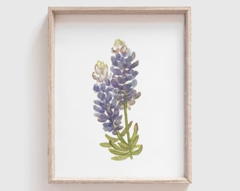 Bluebonnet Art Print (Digital Download) - Flowers - Florals - Mother's Day Gift - Watercolor Painting - Home Decor - Mother's Day