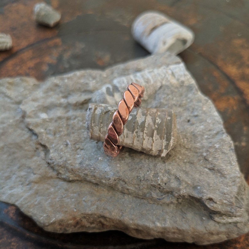 Solid Copper Braided Stacking Ring Size 10.0 Ready to Ship Handmade Unisex Twisted Wire Ring