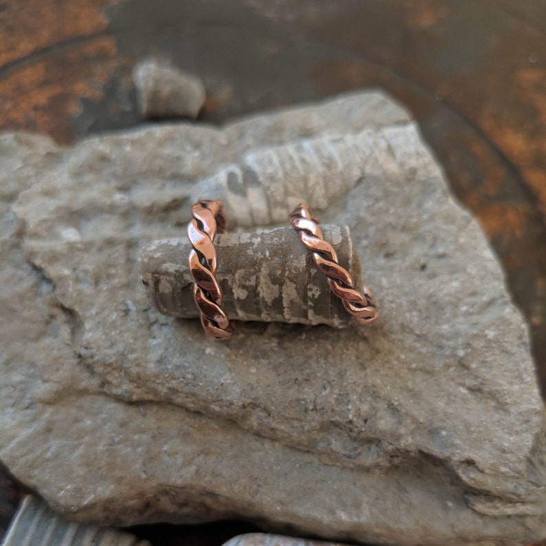 Solid Copper Braided Stacking Ring Size 10.0 Ready to Ship Handmade Unisex Twisted Wire Ring