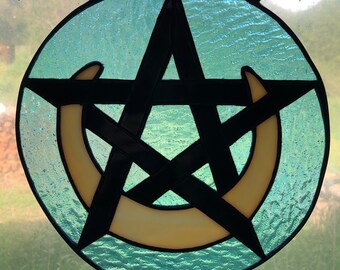 Pentagram Suncatcher Beveled Glass Star Pentacle