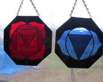 7- Chakra Reiki Meditation Yoga Stained Glass Suncatchers Set