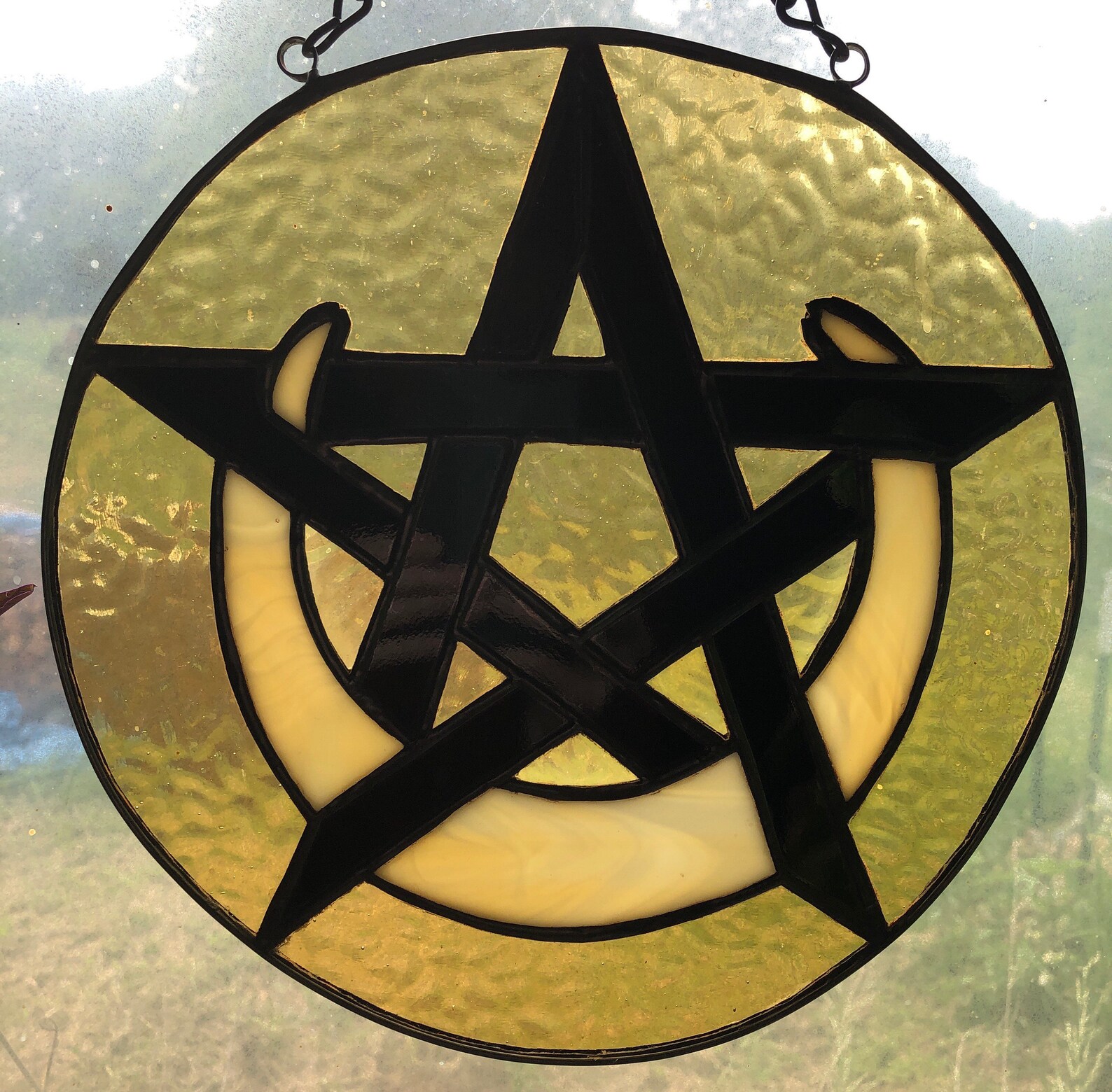 Pentacle/Moon Wicca Pagan Witchy Stained Glass Suncatcher | Etsy