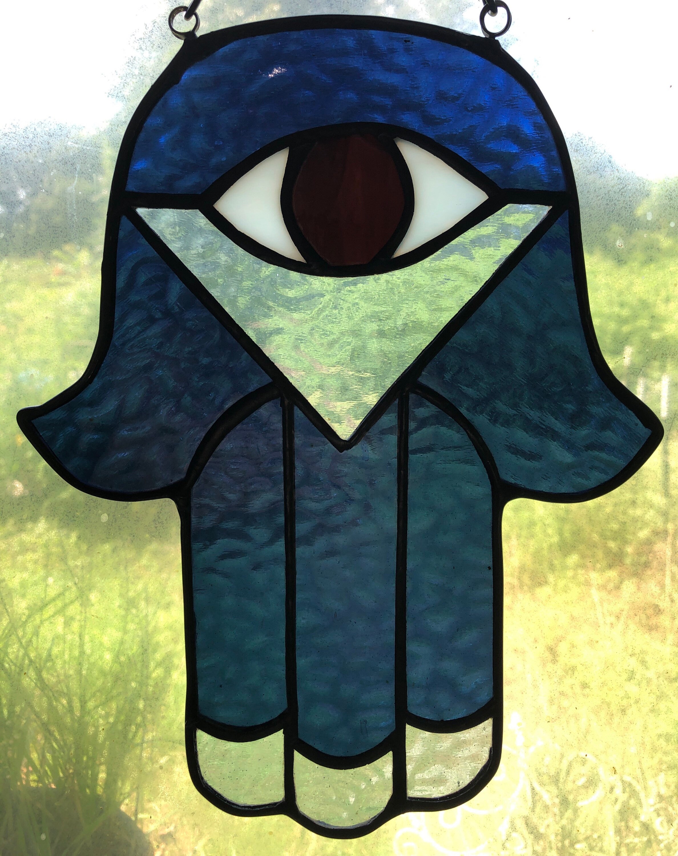 Hamsa Evil Eye Hand Stained Glass Suncatcher Etsy