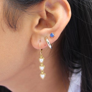 Gold Huggies Hoops Heart Earrings