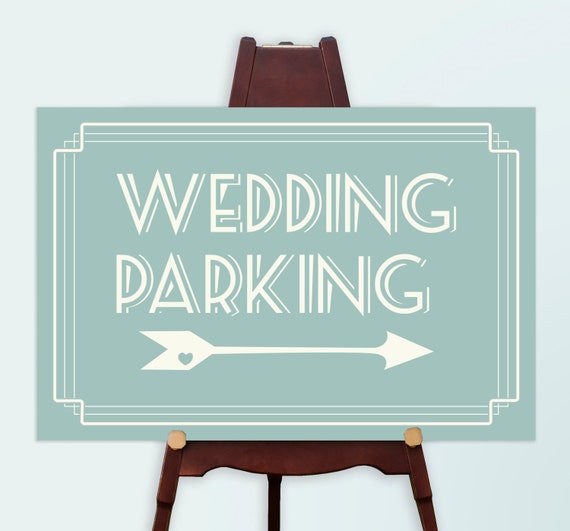 Wedding Parking Sign Art Deco PDF or Printed for You Etsy