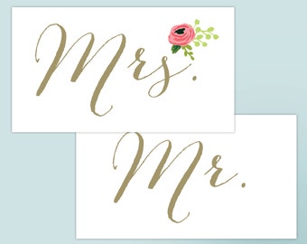Bride and Groom Chair Signs  - PDF or Printed For You