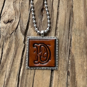 Fancy Scroll Letter &#39;D&#39; Initial Leather Pendant Necklace