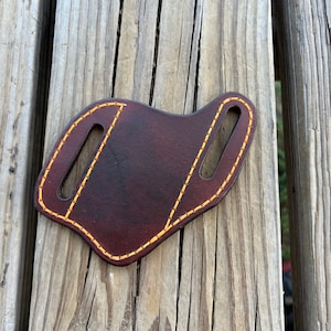 Slanted Style Plain Leather Pocket Knife Sheath