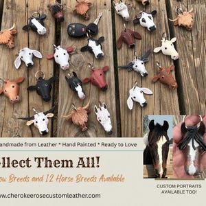 Leather Mule Keychain, Hand Painted Longear Mule Head, Mule Lover Gift image 10