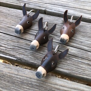 Leather Mule Keychain, Hand Painted Longear Mule Head, Mule Lover Gift image 2