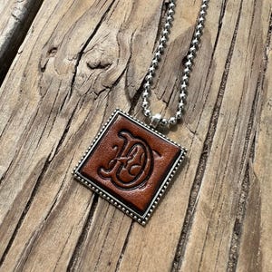 Fancy Scroll Letter &#39;D&#39; Initial Leather Pendant Necklace