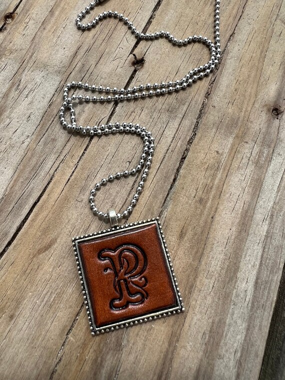 Leather initial shop necklace