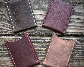 Your Color Choice~ Hand Stitched Single Pocket Card Wallet, Real Leather, Small and Minimalist, Simple Leather Wallet