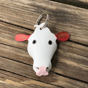 Hand Painted Hereford Cow Leather Keychain