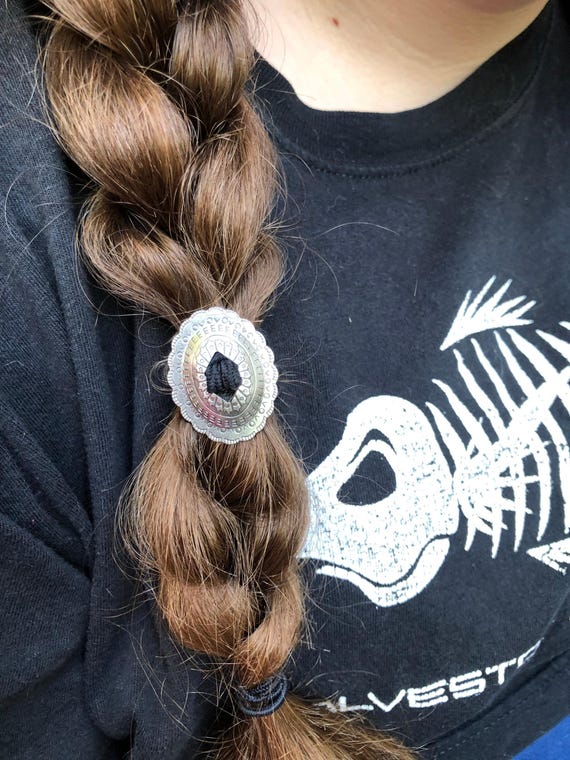 Small Antiqued Silver Slotted Concho Hair Tie - Etsy