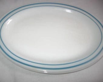 Bandeja Vintage Fire King Blue Stripe White 1960&#39;s Fire King Kitchenware/Louças/Peças de Serviço/Pratos Anchor Hocking