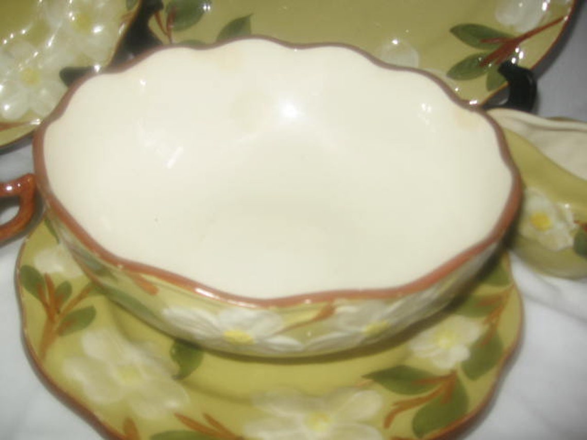 Stangl Pottery Set of White Dogwood Dinnerware Hand Painted Etsy